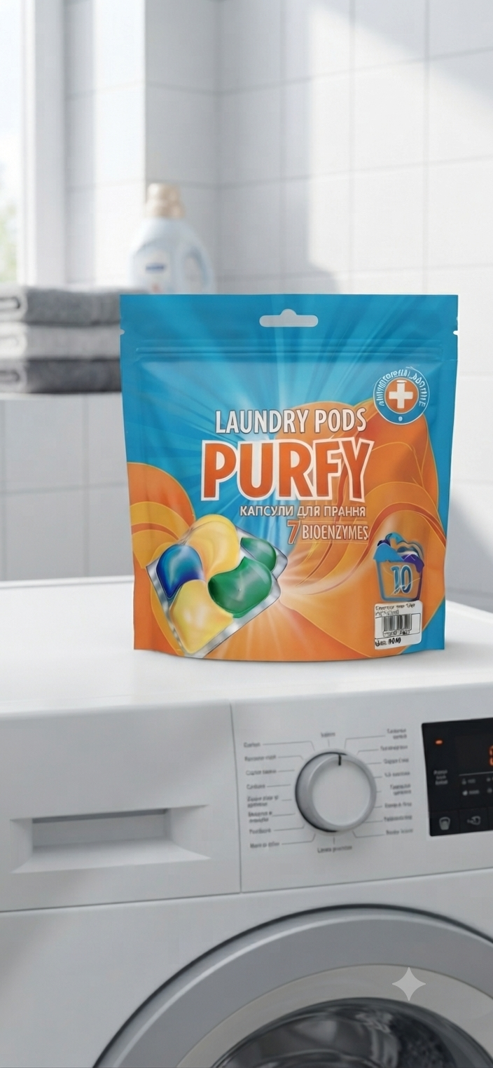 Капсули для прання Purfy 10шт*19г/190г 3кольори 4