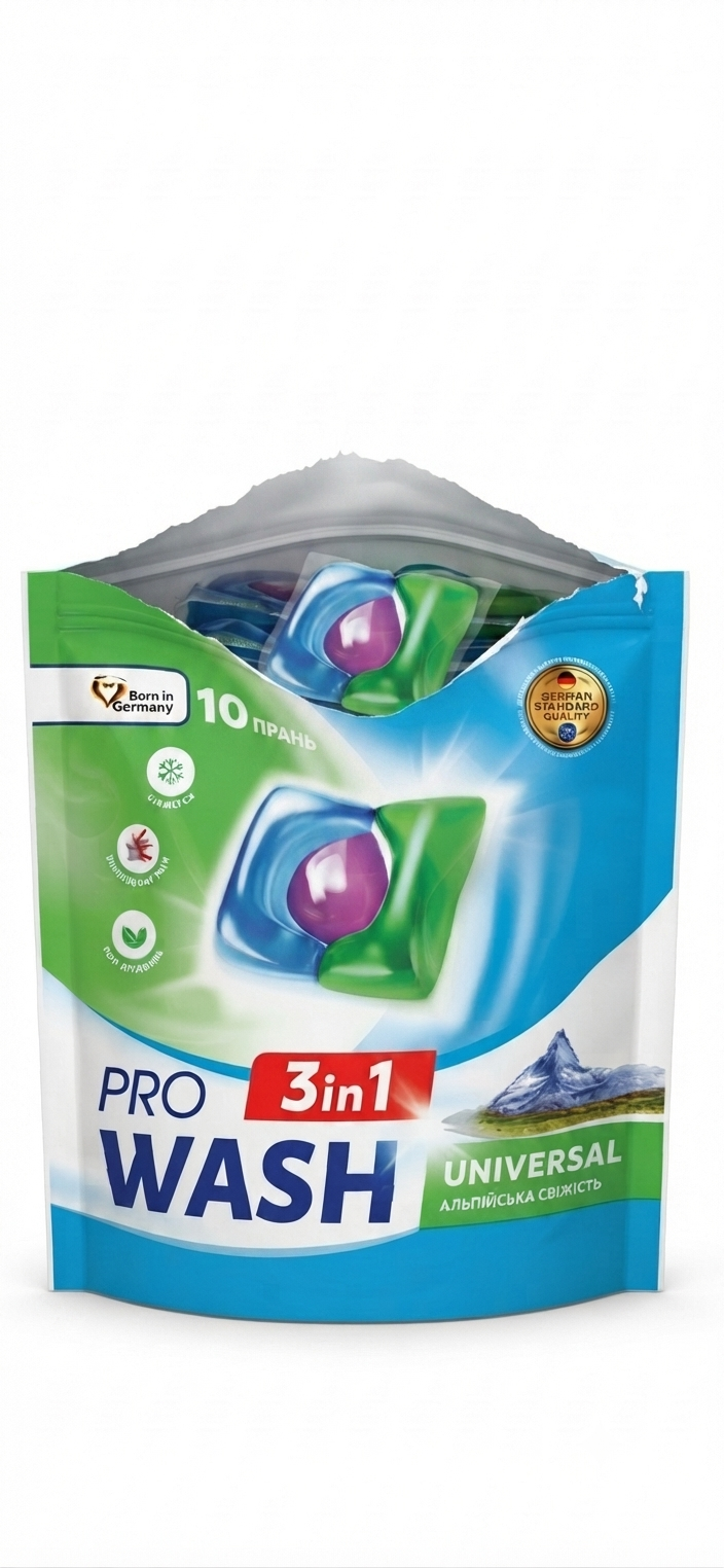Капсули для прання PRO WASH гірська свіжість 10шт 2