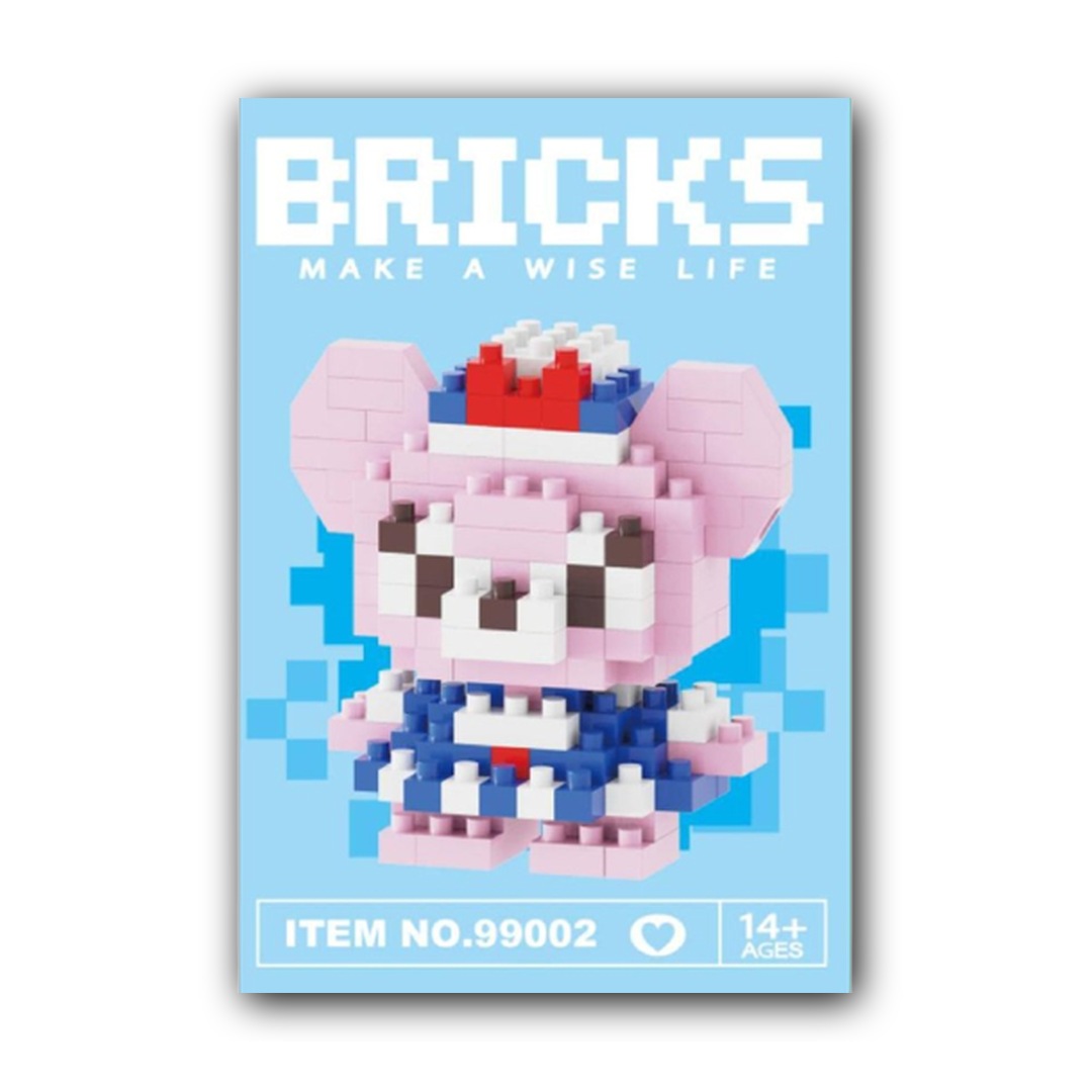 Контруктор блоки BRICKS ведмедик рожевий
